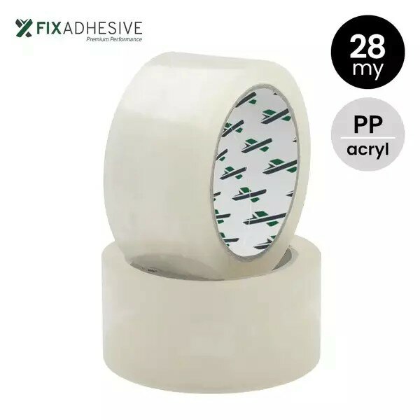 PP acryl tape 28my 48/66 transparant folie van 6 stuks