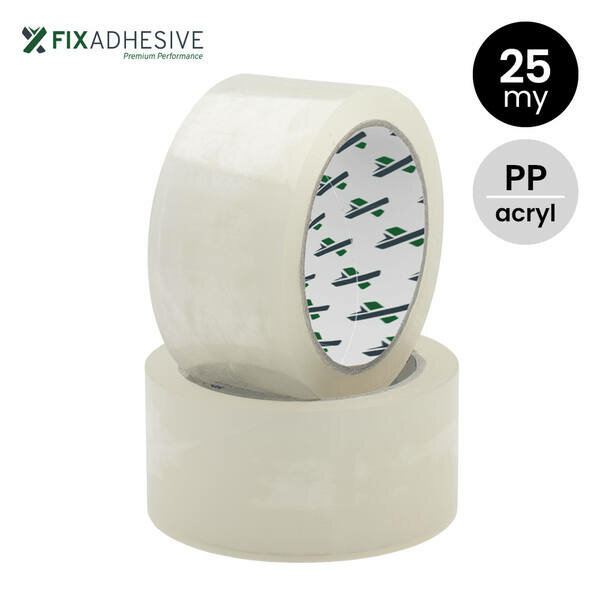 PP acryl tape 25my 48/66 transparant folie van 6 stuks