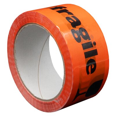 PP tape 48/66 acryle orange fragile breekbaar Low-Noise folie van 6 stuks