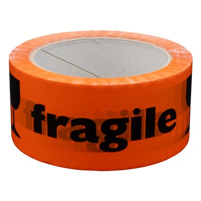 PP tape 48/66 acryle orange fragile breekbaar Low-Noise folie van 6 stuks