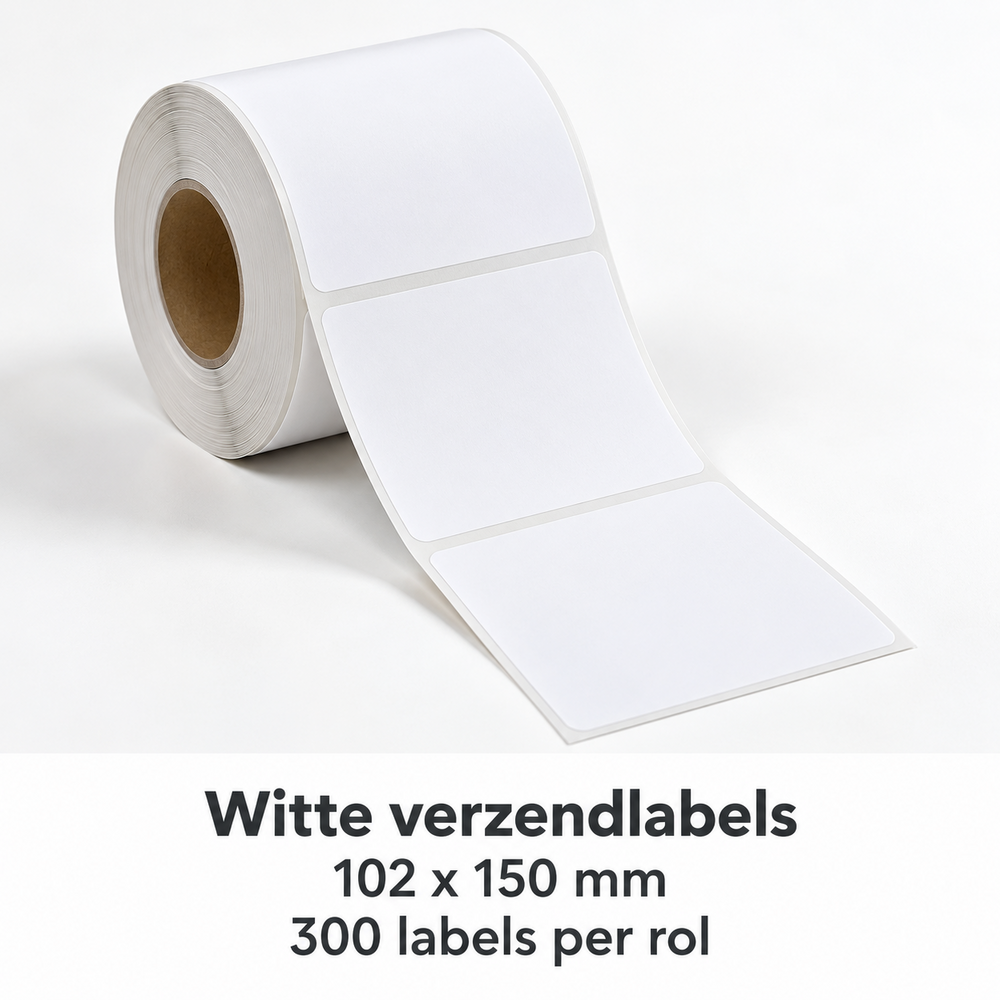 Verzendlabels wit 102 &times; 150 mm &ndash; rol &agrave; 300 stuks