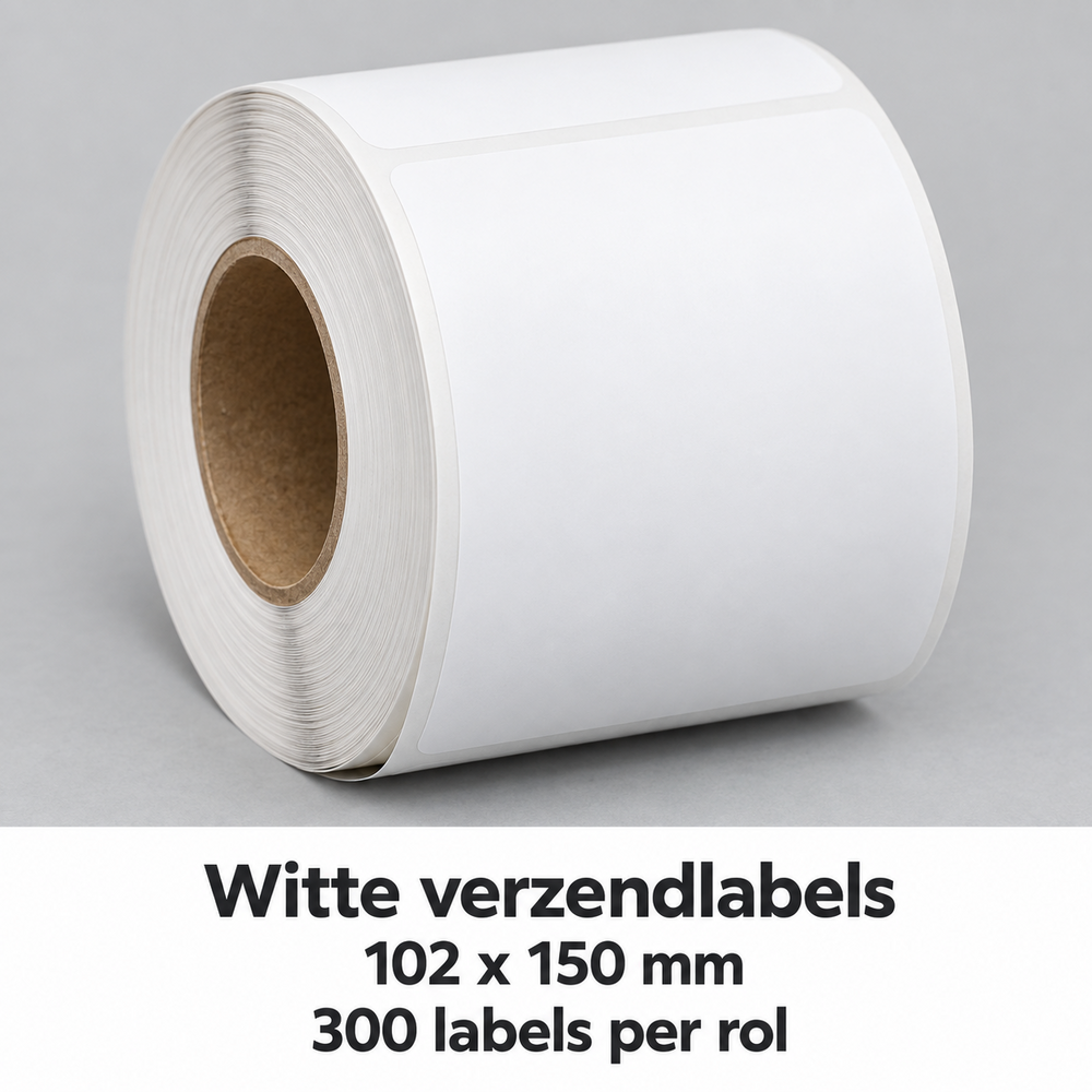 Verzendlabels wit 102 &times; 150 mm &ndash; rol &agrave; 300 stuks