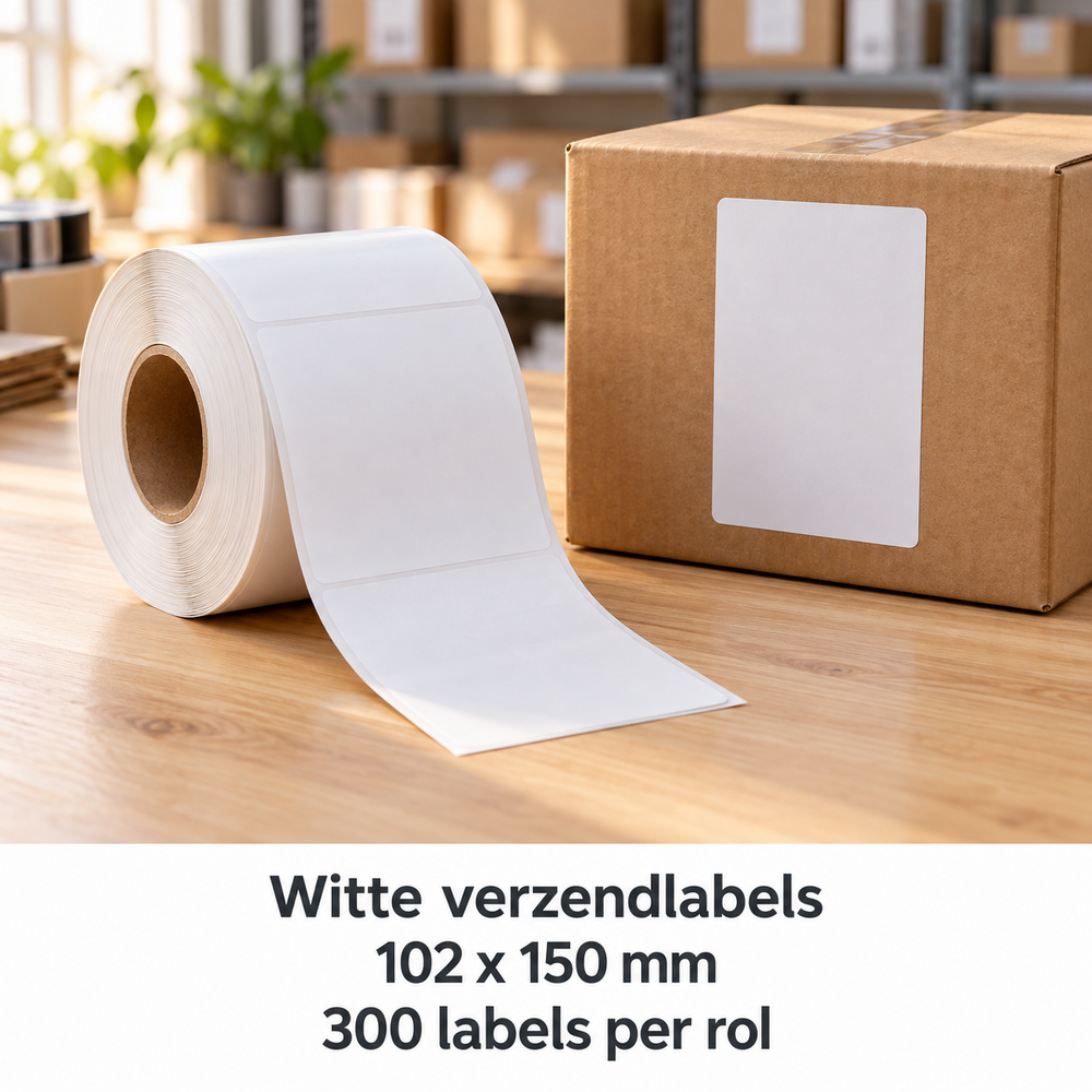 Verzendlabels wit 102 &times; 150 mm &ndash; rol &agrave; 300 stuks