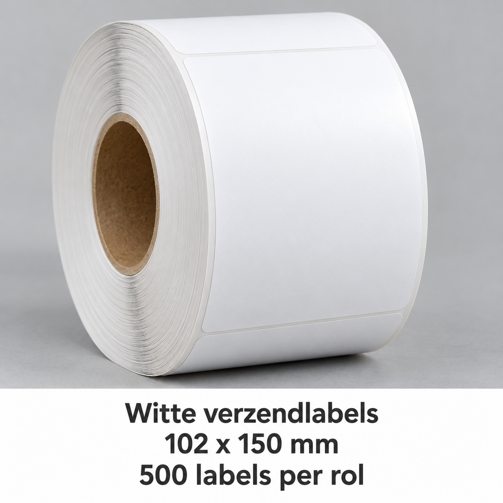 Verzendlabels wit 102 &times; 150 mm &ndash; rol &agrave; 500 stuks