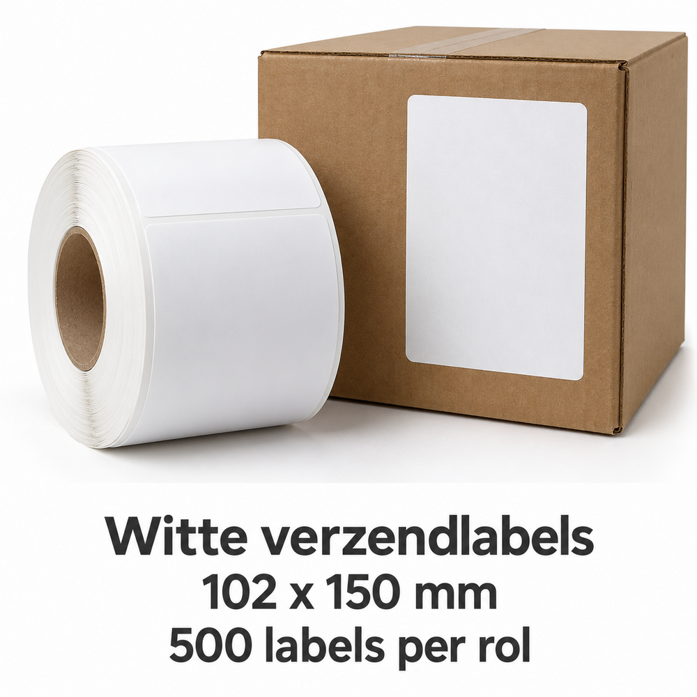 Verzendlabels wit 102 &times; 150 mm &ndash; rol &agrave; 500 stuks