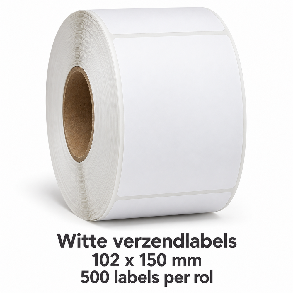 Verzendlabels wit 102 &times; 150 mm &ndash; rol &agrave; 500 stuks