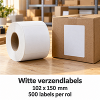 Verzendlabels wit 102 &times; 150 mm &ndash; rol &agrave; 500 stuks