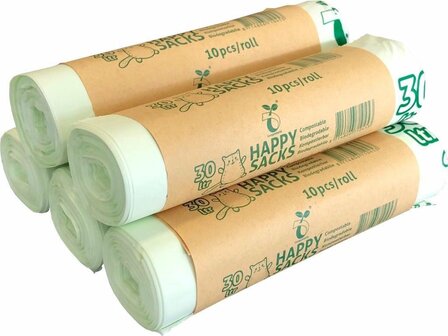 Happy Sacks biozakken 30 liter doos 40 rol &aacute; 10 stuks
