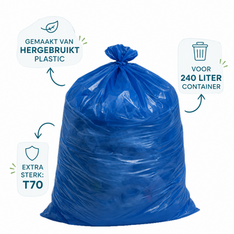 Containerzakken 240 liter blauw doos 10 rollen &aacute; 10 stuks