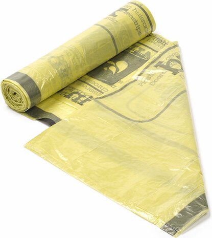 Afvalzakken PMD 60 liter - 61x80+5cm - MDPE - Geel transparant - Doos 50 rollen &agrave; 10 stuks