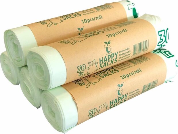 Happy Sacks biozakken 30 liter doos 40 rol &aacute; 10 stuks
