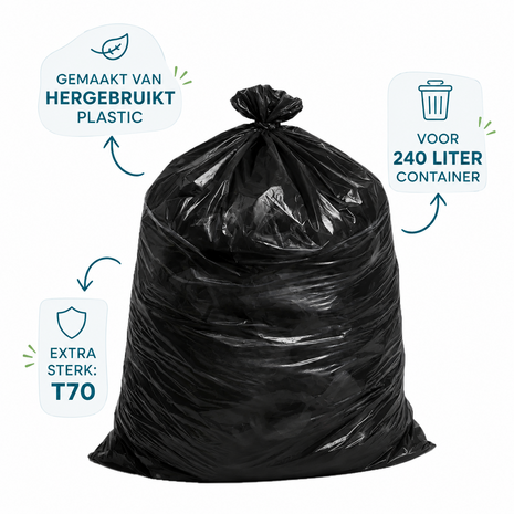 Containerzakken zwart 240 liter doos 10 rollen &aacute; 10 stuks