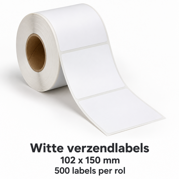 Verzendlabels wit 102 &times; 150 mm &ndash; rol &agrave; 500 stuks